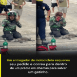 Entregador de comida salva gato de incêndio em edifício em chamas Imagem da página de origem